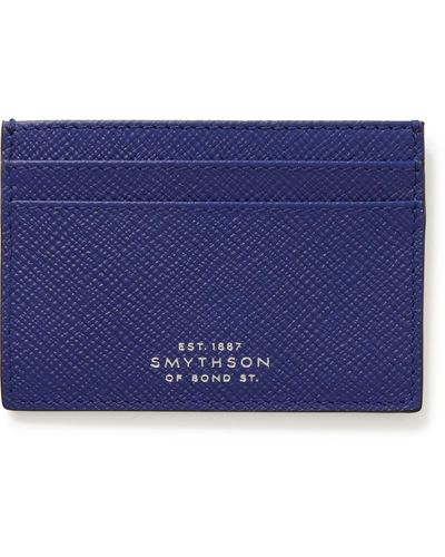 Smythson Panama Cross-grain Leather Cardholder - Blue