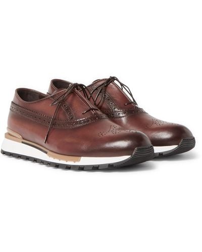 Berluti Fast Track Leather Trainers - Brown