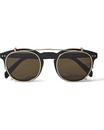 CELINE HOMME Convertible Round-frame Acetate And Gold-tone Optical Glasses - Black
