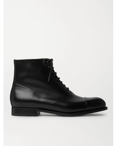 J.M. Weston Leather Derby Boots - Black