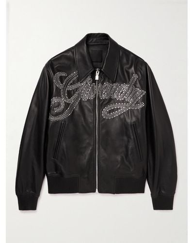 Givenchy Logo-embellished Studded Leather Jacket - Black