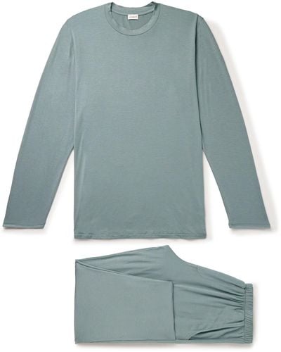 Zimmerli of Switzerland Modal-blend Jersey Pajama Set - Blue