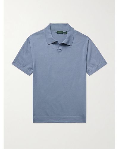 Incotex Zanone schmal geschnittenes Polohemd aus einer Baumwoll-Seidenmischung - Blau