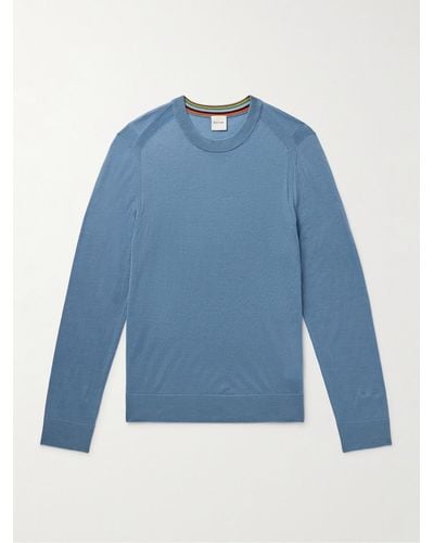 Paul Smith Slim-fit Logo-embroidered Merino Wool Jumper - Blue