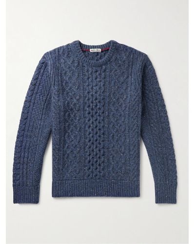 Alex Mill Cable-knit Merino Wool-blend Jumper - Blue
