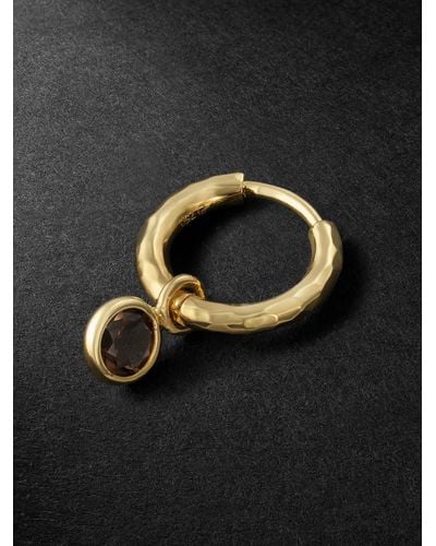 Octavia Elizabeth Nesting Gem Gold Quartz Single Hoop Earring - Black