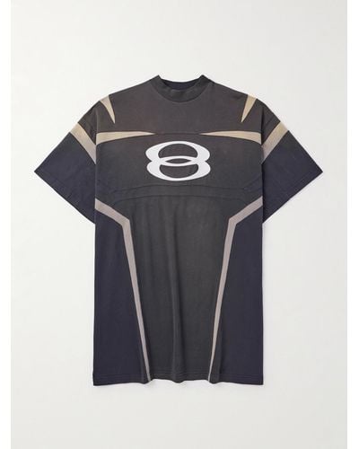 Balenciaga T-shirt oversize in jersey di cotone con logo ricamato - Nero