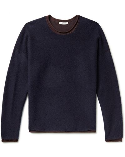 The Row Ebbe Crepe-trimmed Knitted Sweater - Blue