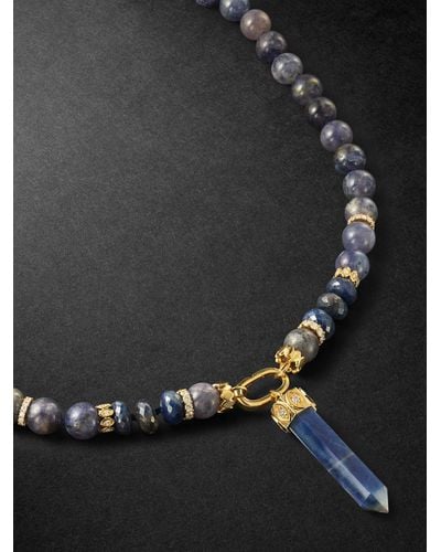 Sydney Evan Gold Multi-stone Beaded Pendant Necklace - Black