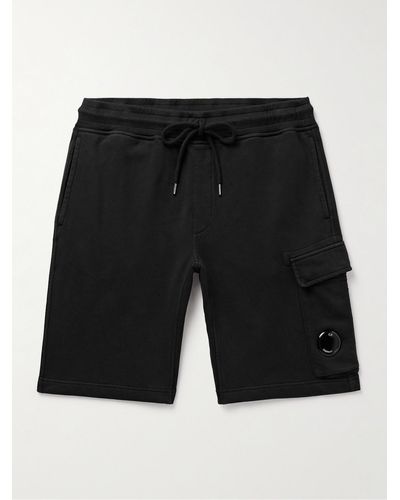 C.P. Company Schmal und gerade geschnittene Shorts aus Baumwoll-Jersey mit Kordelzugbund - Schwarz