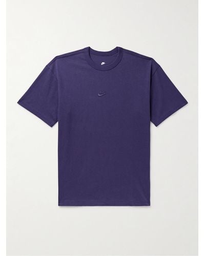 Nike T-shirt in jersey di cotone con logo ricamato Sportswear Premium Essentials - Blu
