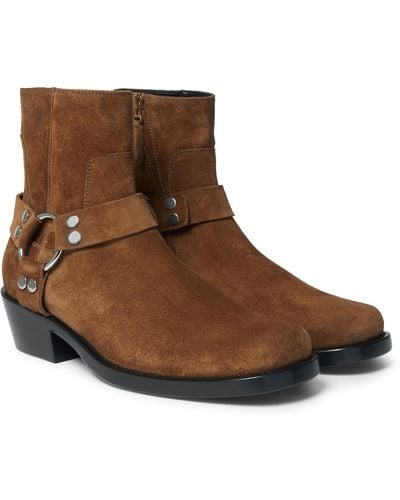 Balenciaga Suede Harness Boots - Brown