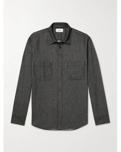 MR P. Pinstriped Cotton-flannel Shirt - Black
