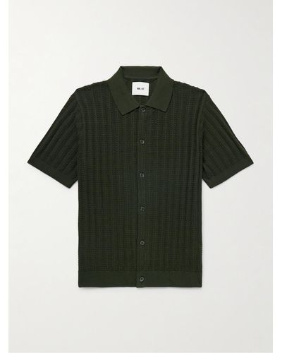 NN07 Nolan 6600 Pointelle-knit Organic Cotton Shirt - Green