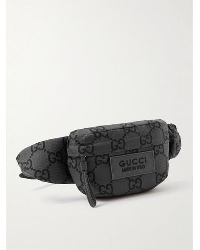 Gucci Logo-appliquéd Leather-trimmed Monogram Ripstop Belt Bag - Black