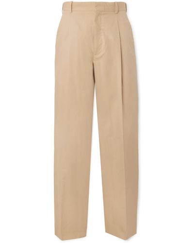Loewe Paula's Ibiza Straight-leg Pleated Cotton-twill Pants - Natural
