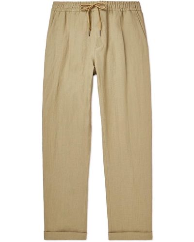 Caruso Straight-leg Linen Drawstring Pants - Natural