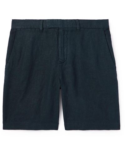 MR P. Straight-leg Linen Bermuda Shorts - Blue
