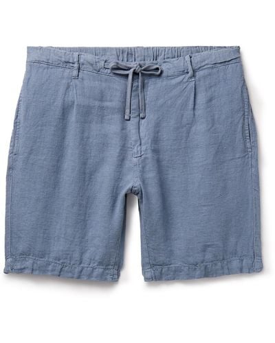 Hartford Tank Slim-fit Straight-leg Linen Drawstring Shorts - Blue
