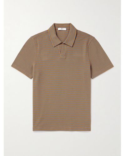 MR P. Striped Organic Cotton Polo Shirt - Natural
