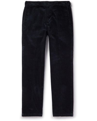 Aspesi Straight-leg Cotton-velvet Pants - Blue