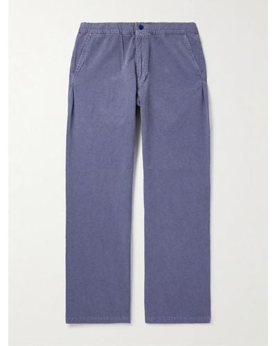 Remi Relief Straight-leg Cotton-canvas Pants - Blue