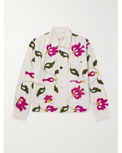 Kardo Embroidered Appliquéd Cotton Chore Jacket - Pink