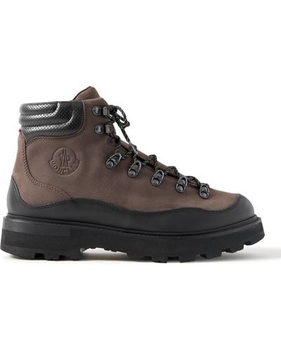 Moncler Peka Trek Leather-trimmed Nubuck Hiking Boots - Black