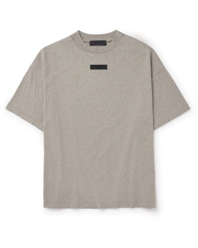 Fear Of God Logo-appliquéd Cotton-jersey T-shirt - Gray