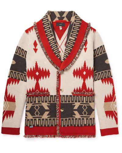 Alanui Postcard From Antarctica jacquard cardigan - Blue