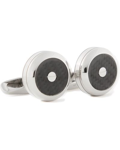 Chopard Classic Racing Engraved Stainless Steel And Carbon Fiber Cufflinks - Metallic