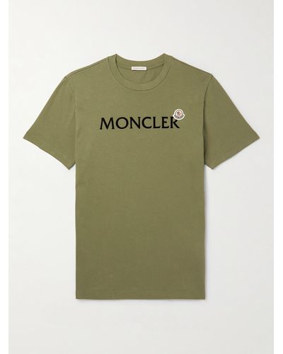 Moncler Logo-flocked Cotton-jersey T-shirt - Green