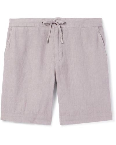 MR P. Straight-leg Linen Drawstring Bermuda Shorts - Purple