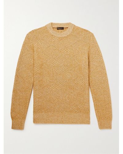Loro Piana Slim-fit Cable-knit Silk And Cashmere-blend Sweater - Multicolour