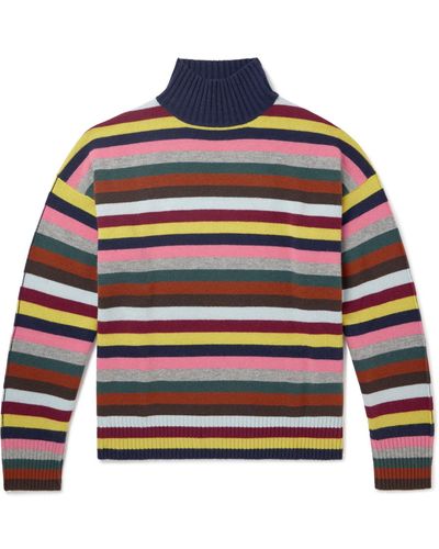 Allude Striped Wool And Cashmere-blend Rollneck Sweater - Blue