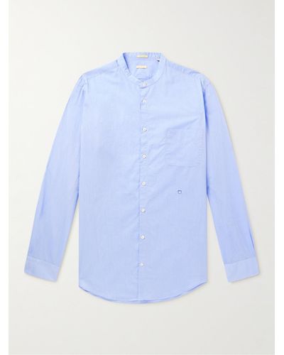 Massimo Alba Noto2 Grandad-collar Cotton Shirt - Blue