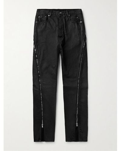 Rick Owens Bolan Banana Straight-leg Embellished Coated Jeans - Black
