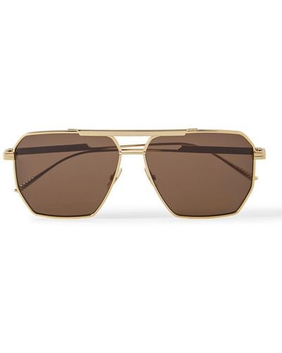 Bottega Veneta Aviator-style Gold-tone Sunglasses - Brown