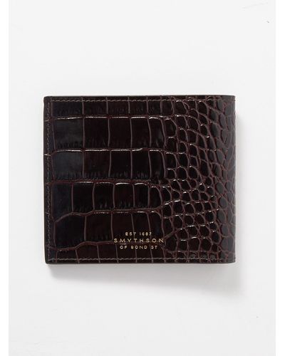 Smythson Mara Croc-effect Leather Billfold Wallet - Brown