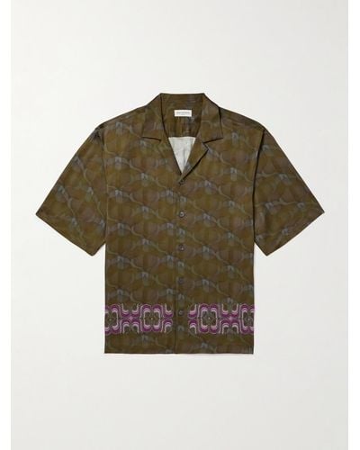 Dries Van Noten Cassi Camp-collar Printed Satin Shirt - Green