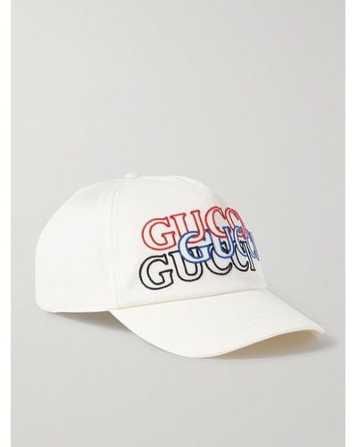 Gucci Logo-embroidered Cotton-twill Baseball Cap - White