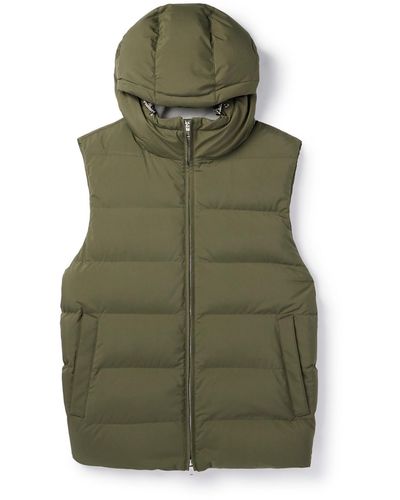 Loro Piana Quilted Padded Shell Hooded Gilet - Green
