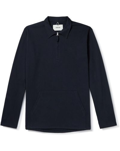 Kestin Derby Cotton-blend Jersey Half-zip Sweatshirt - Blue