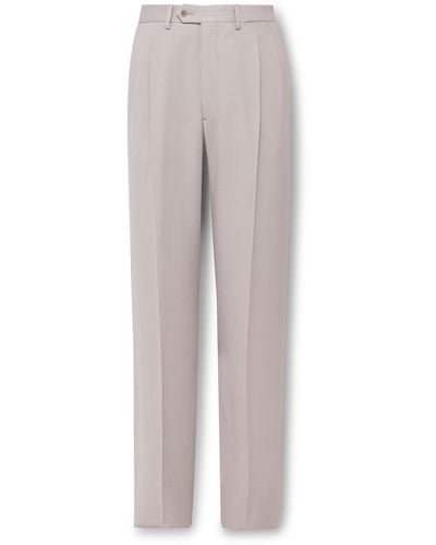 Giorgio Armani Straight-leg Pleated Twill Suit Pants - Gray