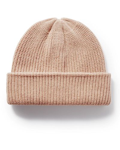 The Elder Statesman Watchman Ribbed Cashmere Beanie - Natural