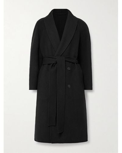 The Row Ferro Belted Double-breasted Wool-blend Coat - Black