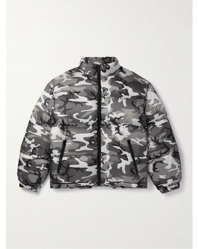 CELINE HOMME Camouflage-print Nylon-ripstop Down Jacket - Grey
