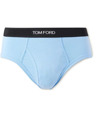 Tom Ford Stretch-cotton Briefs - Blue