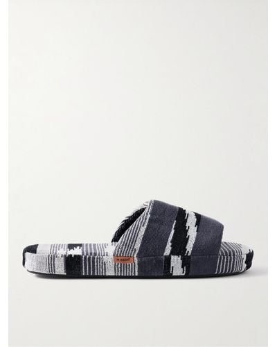 Missoni Clint Striped Cotton-terry Jacquard Slippers - Blue