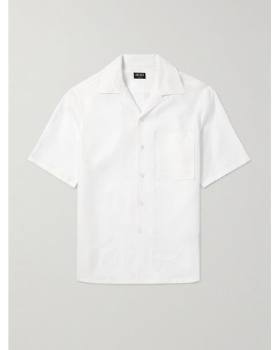 ZEGNA Hemd aus "Oasi"-Leinen mit Reverskragen - Weiß